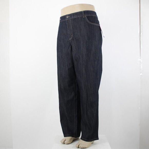 JMS Short Sz 24WS x 28 Dark Blue Denim Pockets Straight Cotton Poly Jeans - Picture 3 of 16